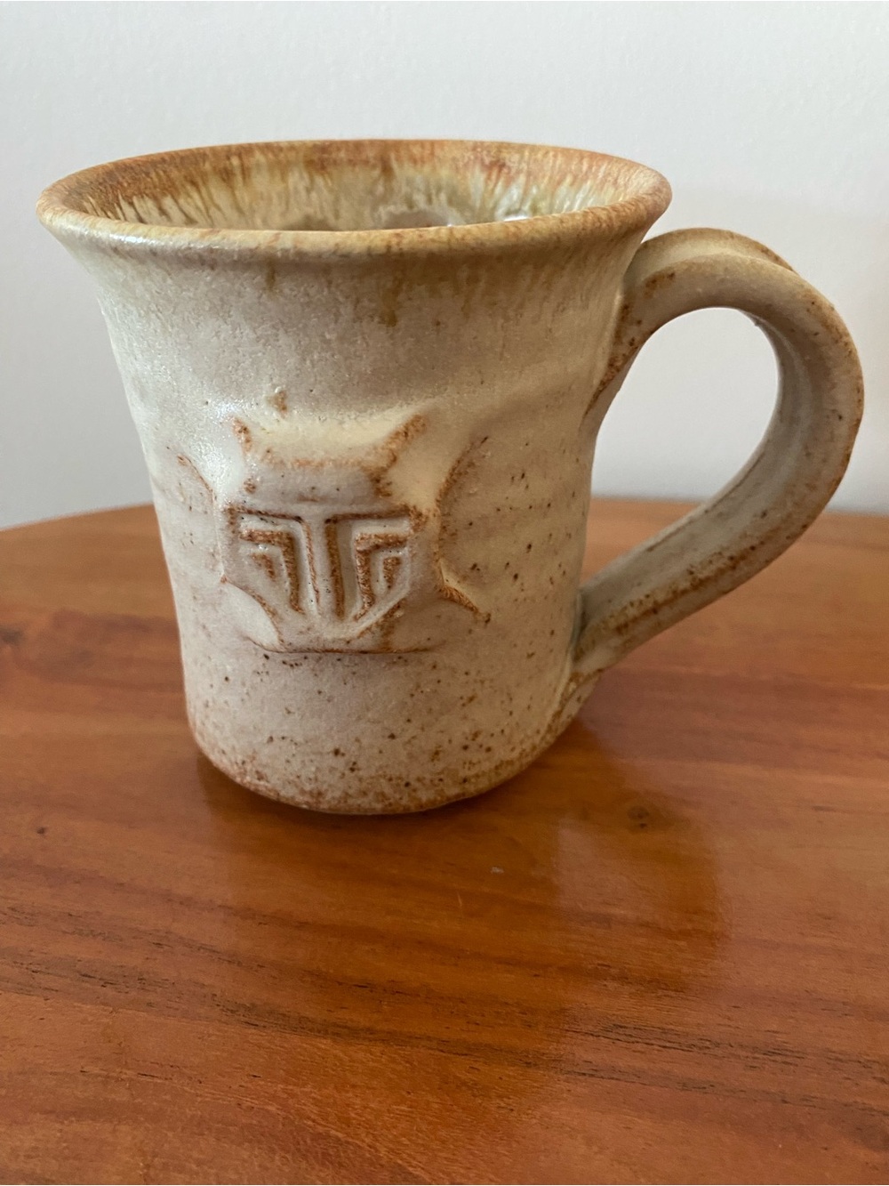 Handmade Pottery Mug in Cream and Brown